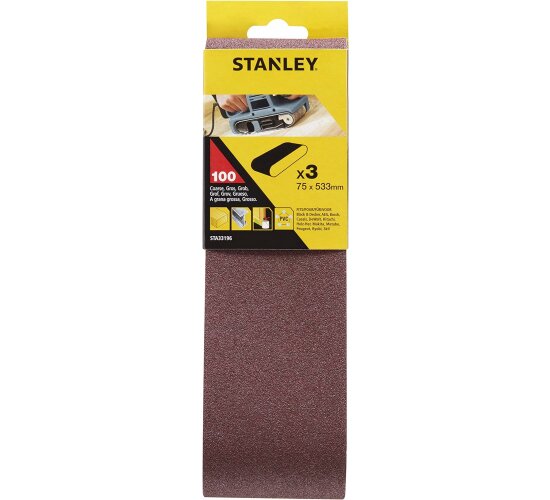 Stanley Schleifband 3 Stk.K100 Holz / Farbe 75x533mm  Bandschleifer