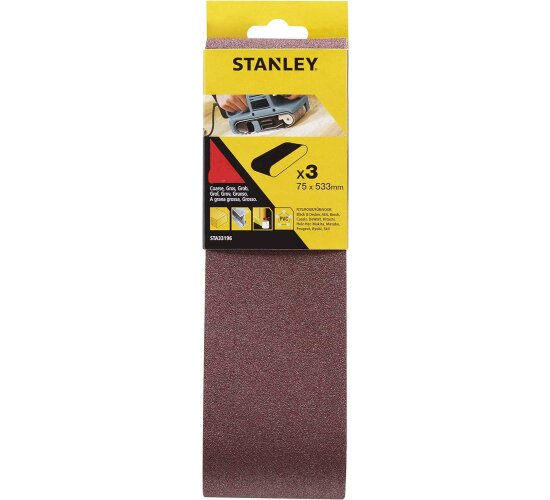 Stanley Schleifband 3 Stk.K80 Holz / Farbe 75x533mm  Bandschleifer