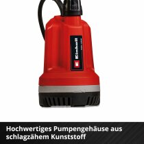 Einhell Akku Regenfasspumpe GE-PP 18 RB Li  18V ( mit Akku 2.5 Ah / Ladegerät ) Power X-Change (18 V, Förderdruck max. 2 bar, max. 3.000 L/h, flexible Batteriebox