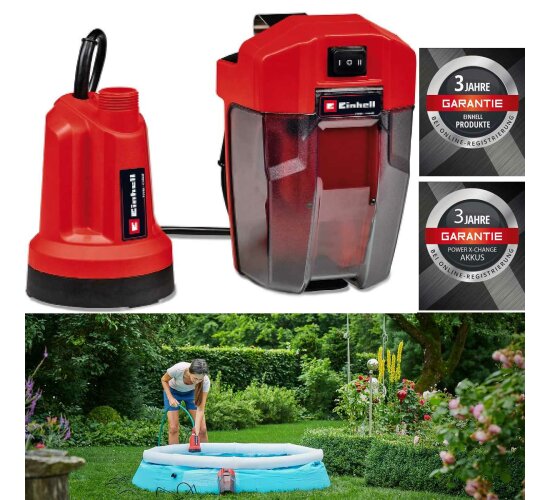 Einhell Akku-Klarwasserpumpe GE-SP 18 LL Li 18V, 4.500 L/h ohne Akku / Ladegerät