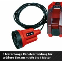 Einhell Akku-Klarwasserpumpe GE-SP 18 LL Li 18V, 4.500 L/h ohne Akku / Ladegerät