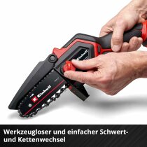 Einhell Akku-Astkettensäge GE-PS 18/15 Li BL-Solo Power X-Change 18 V, Brushless, 12,5 cm Schnittlänge, werkzeugloser Schwert- und Kettenwechsel, ohne Akku