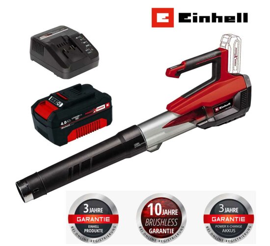 Einhell Akku-Laubbläser GP-LB 18/200 Li E- 18V, bürstenloser Motor mit Akku 4-0 Ah / Ladegerät Power X-Change