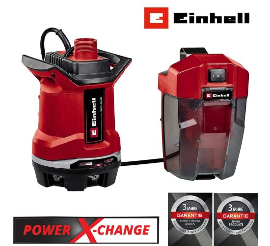 Einhell Akku-Schmutzwasserpumpe GE-DP 18/25 Li-Solo Power X-Change (18 V, 7.500 L/h Fördermenge, 5 m Förderhöhe, ECO- und BOOST-Modus, ohne Akku / Ladegerät