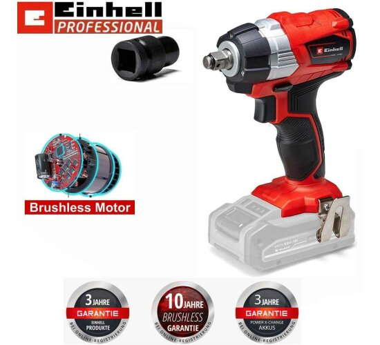 Einhell Professional Akku Schlagschrauber TP-CW 18 Li BL (18 V, 215 Nm, Brushless, Außenvierkant-Aufnahme, Bit-Adapter, LED Licht, ohne Akku) Solo Power X-Change