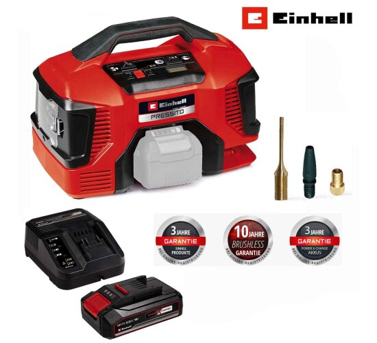 Einhell Akku-Kompressor PRESSITO 18/21 Power X-Change 18 V mit Akku 2.5 Ah / Ladegerät