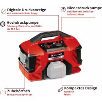 Einhell Akku-Kompressor PRESSITO 18/21 Power X-Change 18 V mit Akku 2.5 Ah / Ladegerät