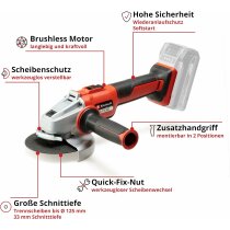 Einhell Professional Akku-Winkelschleifer AXXIO 18/125 Q Li-18 V,Solo Gerät