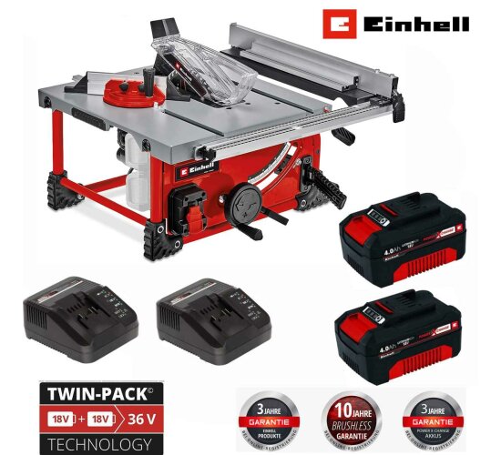 Einhell Akku-Tischkreissäge TE-TS 36/210 Li-Mit Akkus 4.0 Ah + Ladegerät Power X-Change