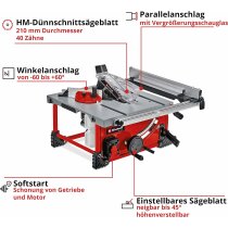 Einhell Akku-Tischkreissäge TE-TS 36/210 Li-Mit Akkus 4.0 Ah + Ladegerät Power X-Change