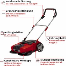 Einhell Akku-Kehrmaschine TE-SW 18/610 Li- 18 V ( Ohne Akku / Ladegerät , Power X-Change