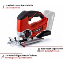 Einhell Akku-Stichsäge TE-JS 18/80 Li-Solo 18 V  + 3 x Bosch Stichsägeblätter