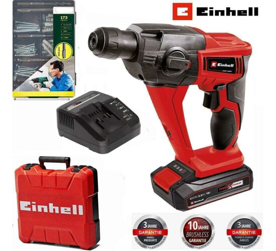 Einhell Akku-Bohrhammer TE-HD 18 Li- 18V Akku 2.5 Ah, Koffer + Befestigungsset