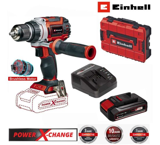 Einhell Professional Akku-Bohrschrauber TP-CD 18/60 Li BL - 18V Akku 2.5 Ah, Ladegerät PXC E-Case