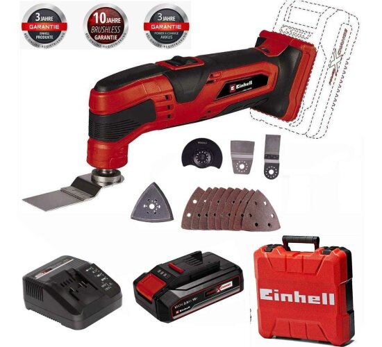 Einhell Multifunktionswerkzeug TC-MG 18 Li 18V Akku 2.5 Ah, Ladegerät + Koffer