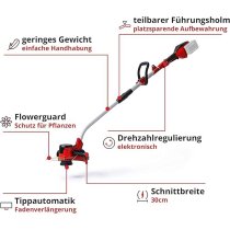 Einhell Akku-Rasentrimmer GE-CT 36/30 Li E-mit 2 x 18 V Akku 4-0 Ah + Ladegerät