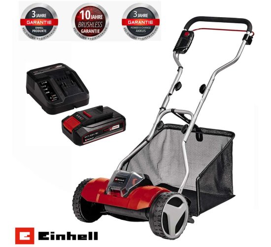 Einhell Spindel Rasenmäher GE-HM 18/38 Li - 18 V mit Akku 2.5 Ah + Ladegerät PXC