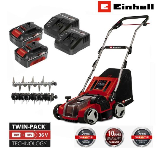 Einhell-Vertikutierer-Lüfter GE-SA 36/35 Li- 36V (2 x 18V) mit 2 x Akku 4.0 Ah