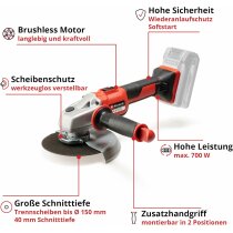 Einhell Professional Akku-Winkelschleifer AXXIO 18/ 125 -150 Li-18V,Solo