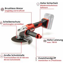 Einhell Professional Akku-Winkelschleifer AXXIO 18/150 Q Li-18 V,Solo Gerät