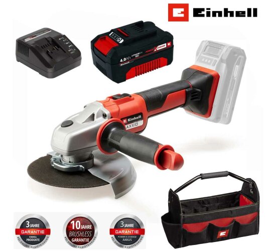 Einhell Professionel Winkelschleifer AXXIO 18/150  Li-18 V,Akku 4.0 Ah + Ladegerät + Bag