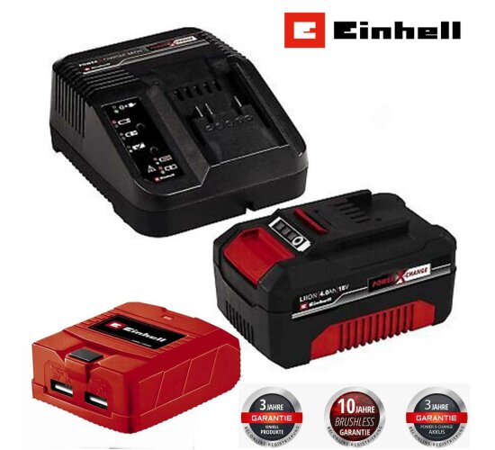 Einhell Starter Kit 4,0 Ah Akku / Ladegerät  + USB Adapter 18V Power X-Change