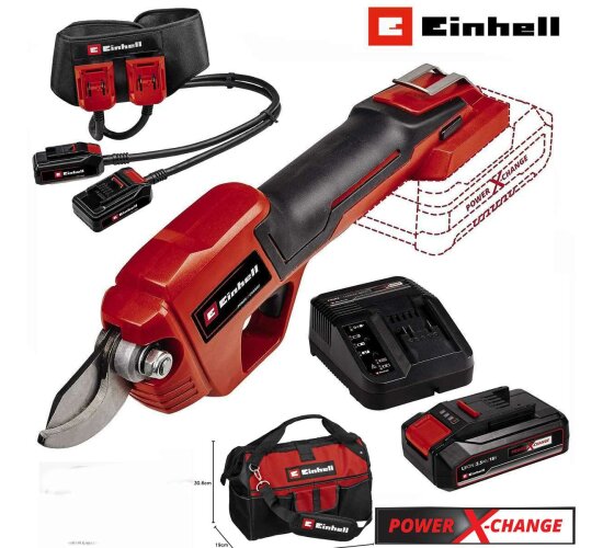 Einhell Astschere Set GE-LS 18 Li-18 V Akku 2.5 Ah, Ladegerät,Akkugürtel, Tasche