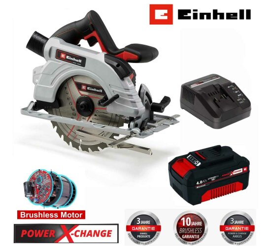 Einhell Handkreissäge TP-CS 18/190 Li BL- 18Vmit Akku 4.0 Ah Ladegerät Power X-Change