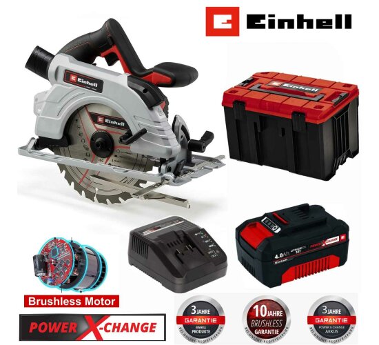 Einhell Handkreissäge TP-CS 18/190 Li BL- 18Vmit Akku 4.0 Ah Ladegerät + Koffer