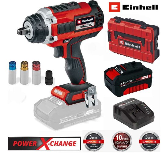Einhell Pro  Schlagschrauber IMPAXXO 18/450 Akku 4.0 Ah 18V SF-Koffer 3-Gang-Getriebe, Bürstenloser Motor
