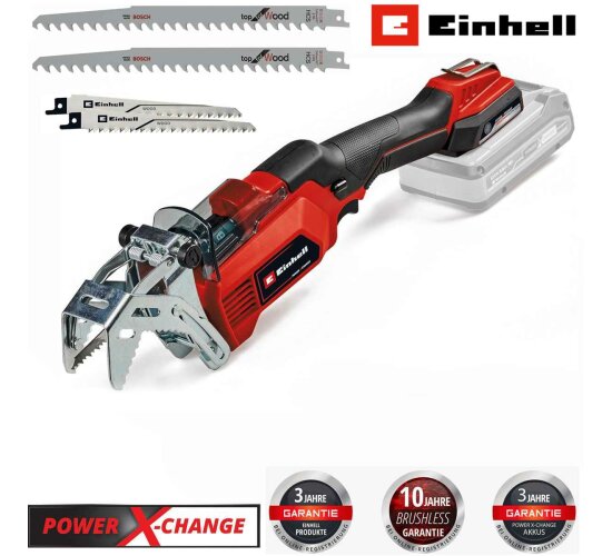 Einhell Akku-Astsäge GE-GS 18/150 Li-Solo 18V inkl- 2 kwb + 2 Bosch Sägeblätter