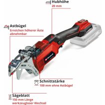 Einhell Akku-Astsäge GE-GS 18/150 Li-Solo 18V inkl- 2 kwb + 2 Bosch Sägeblätter