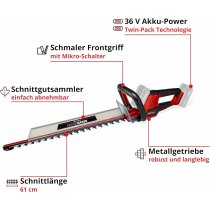 Einhell Akku-Heckenschere GE-CH 36/61 Li-Solo 36V, 61 cm Schnittlänge PXC System