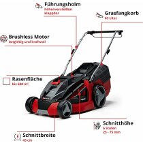 Einhell Rasenmäher GE-CM 43 Li M Kit 36V, 43 cm 2 x 4,0 Ah Akku + 2 x Ladegerät)