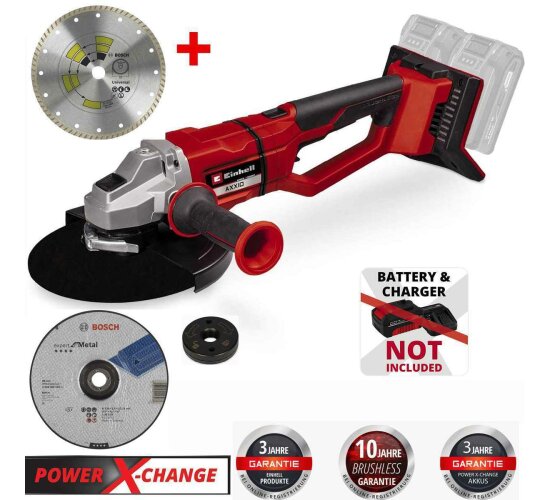 Einhell Professional Akku-Winkelschleifer AXXIO 36/230 Q 36V, 2200 W + 2 Trennscheiben