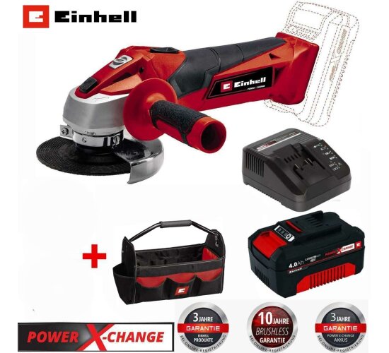 Einhell Winkelschleifer TE-AG 18/115 18V 115 mm +Akku 4.0 Ah, Bag,