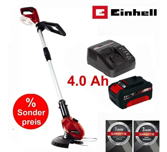 Einhell Akku-Rasentrimmer Power X-Change GE-CT 18 Li  18V, dreh- und neigbarer Motorkopf, Flowerguard Akku 4.0 Ah Ladegerät