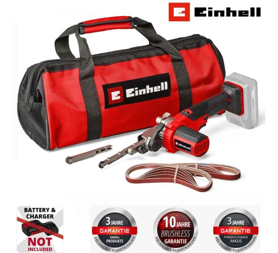 Einhell Akku-Bandfeile TE-BF 18 Li-Solo 18V 2x Schleifarme 9 mm und 13 mm