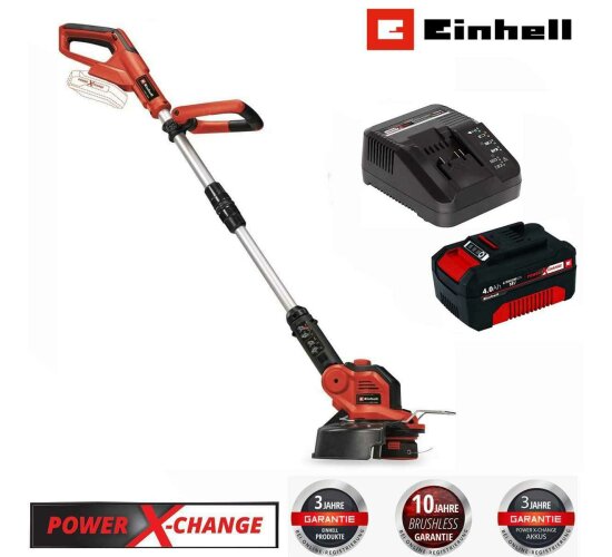 Einhell Rasentrimmer GE-CT 18/28 Akku 4.0 Ah Ladegerät 18V Ø 28mm, Fadentrimmer