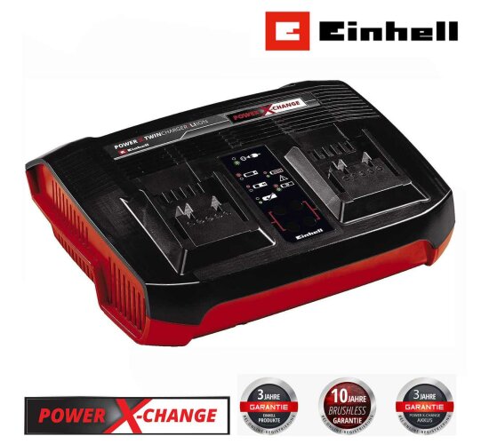 Original Einhell Ladegerät Power X-Twincharger 3A -Change (Li-Ion, gleichzeitiges Laden von 2x 18V Akkus