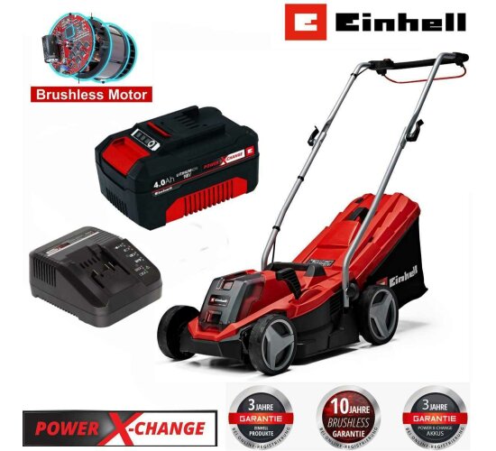 Einhell Rasenmäher GE-CM 18/33 Li 18V Akku 4.0 Ah + Ladegerät Brushless Motor