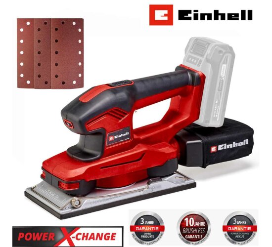 Einhell Akku-Schwingschleifer TE-OS 18/230 Li Solo inkl. 3x Schleifpapier,