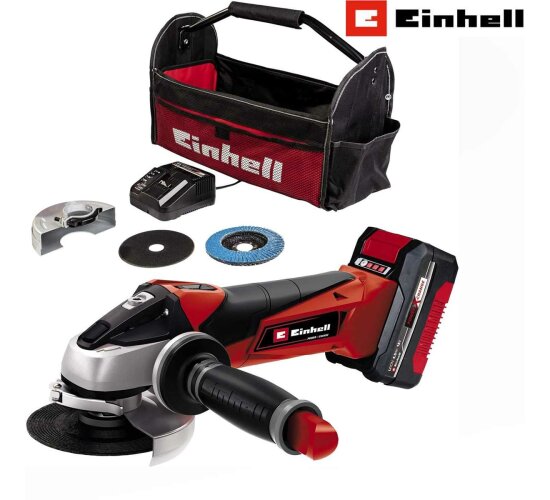 Einhell Akku-Winkelschleifer TE-AG 18/115 Li-18V Akku 4.0 Ah Ladegerät Bag