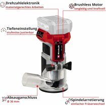 Einhell Professional 18V Kantenfräse TP-ET 18 Li BL-mit Akku 2.5 Ah