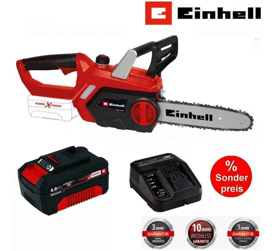 Einhell Akku-Kettensäge GC-KS 18/25 Li 18V & Akku 4.0 Ah Ladegerät Power X-Change