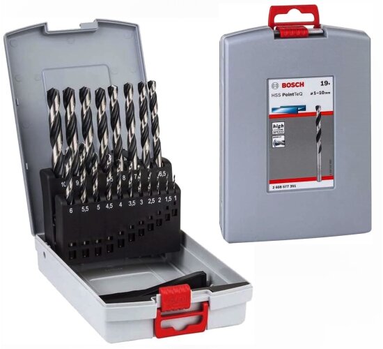 Bosch Metallbohrer-Set HSS PoinTeQ, ProBox, 19-teilig, DIN 338, 1-10 mm