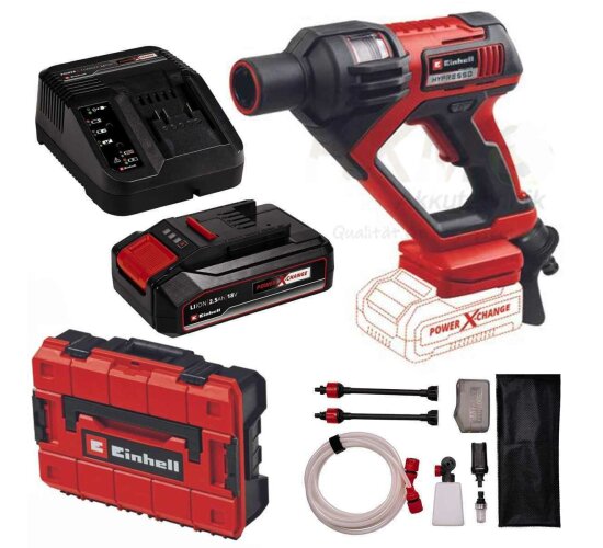 Einhell Akku-Druckreinigerpistole Hypresso 18/24-1 Li- 24 bar, Akku 2.5 Ah, Ladegerät, Koffer S-F
