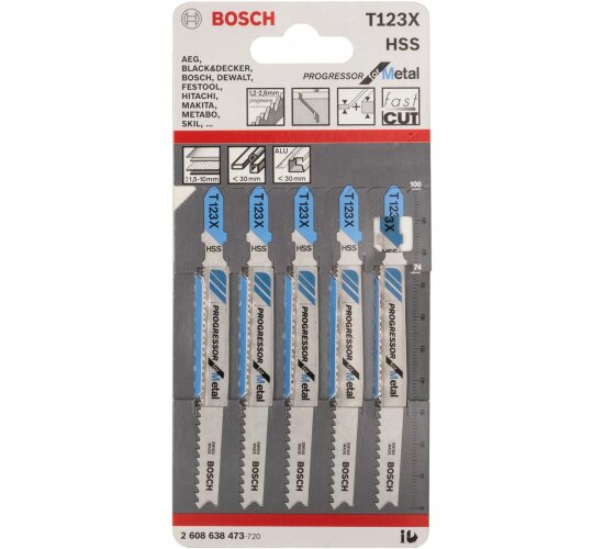 Bosch Stichsägeblatt T123XF Progressor for Metal, 5er-Pack