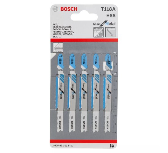 Bosch Stichsägeblatt T118A Basic for Metal 5er-Pack