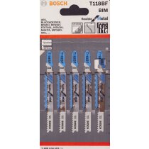 Bosch 5x Stichsägeblatt T118BF Flexible for Metal,...
